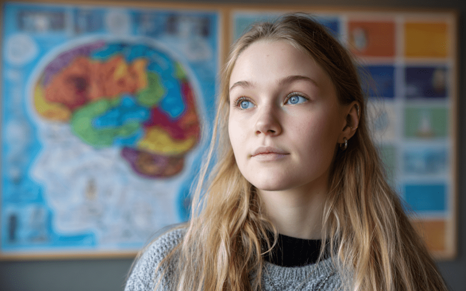 Flicka med blondt hår